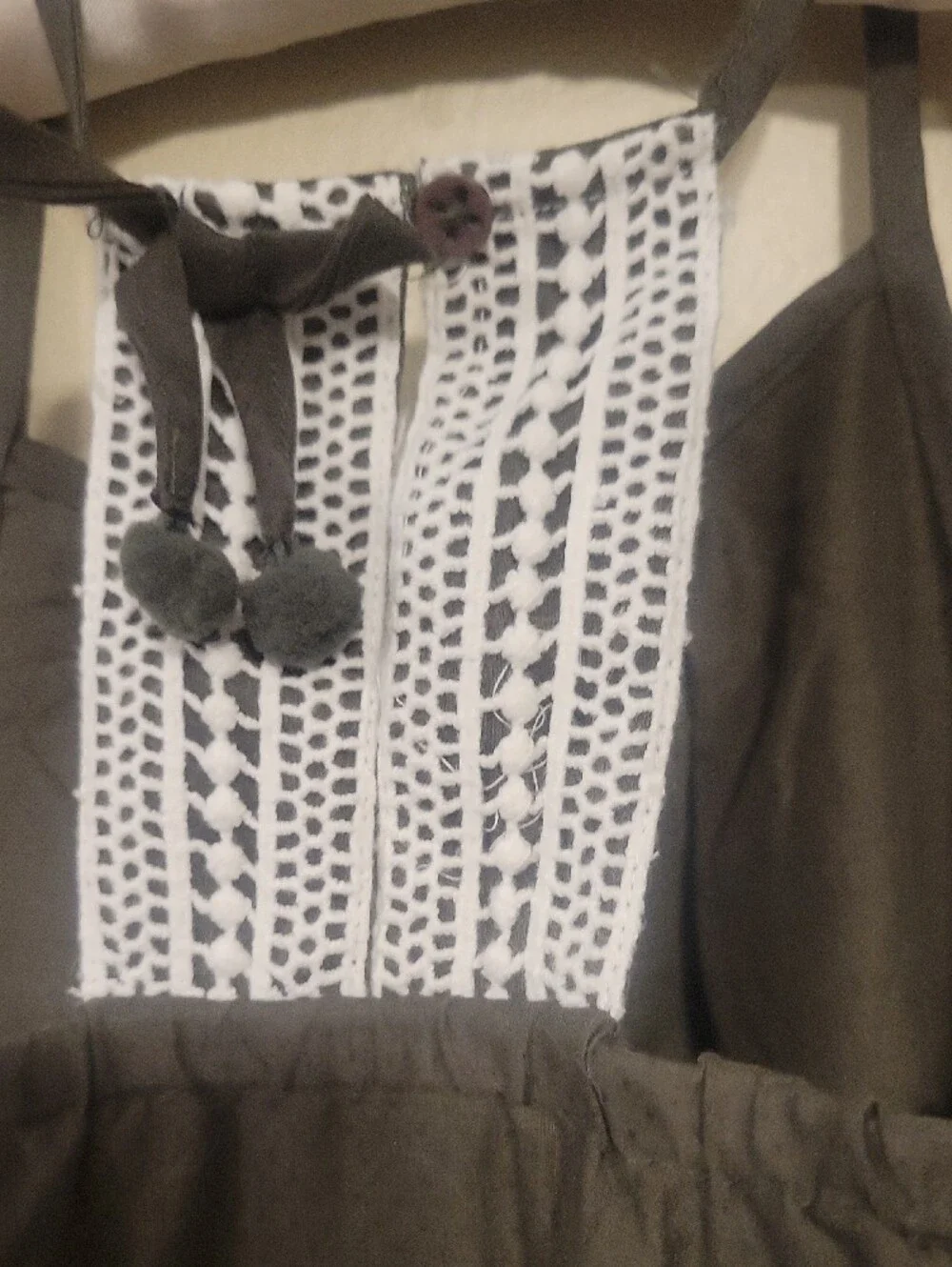 Tommy Bahama Olive Girls Sundress Or Top with White Crochet Trim